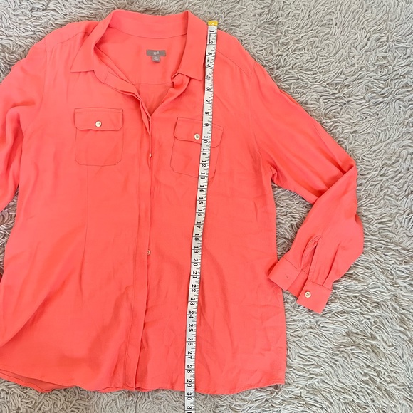 J. Jill Coral Color Button Down Tunic Top Size L Petite Rayon - Picture 9 of 12
